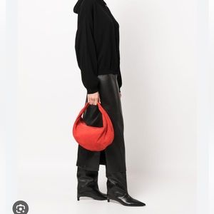 KHAITE RED OLIVIA MEDIUM SUEDE SHOULDER BAG